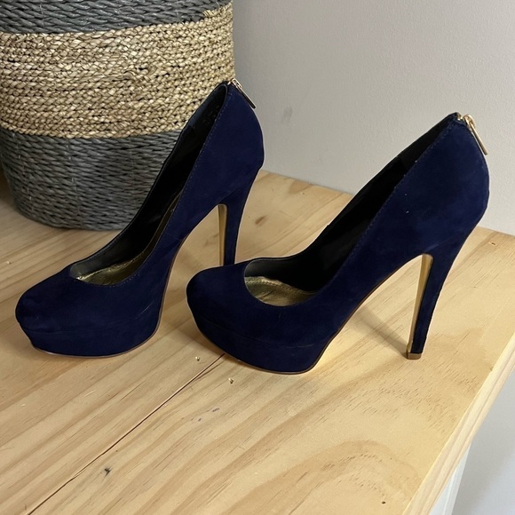 𝅺ALDO Women’s Platform Blue Suede Heels Size 7.5 - Picture 10 of 14